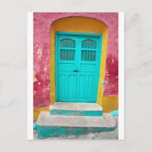 Carte Postale Portes vertes entrée en bois surannée