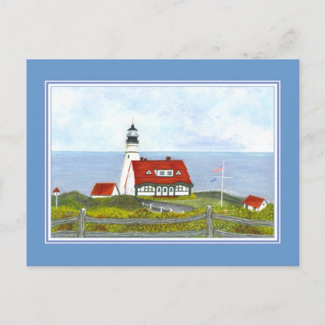 Carte Postale Portland Head Light "Une vue de la colline" (Devant)