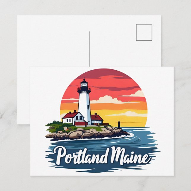 Carte Postale Portland, Maine | Phare (Devant / Derrière)