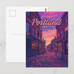 Carte Postale Portland Maine Vieux Port Cobblestone Vintage