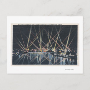 Carte Postale Portland, OR - Illumination du navire de guerre