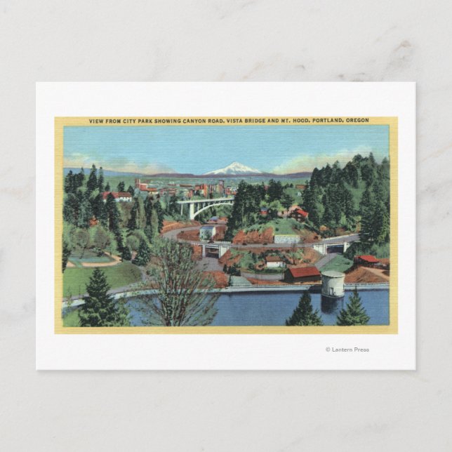 Carte Postale Portland, OR - Vue depuis City Park (Devant)