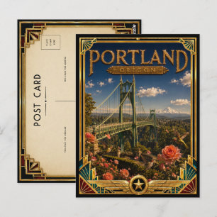 Carte Postale Portland Oregon Art Déco vintage Âge d'or