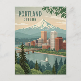 Carte Postale Portland Oregon Bridge et Mountain View