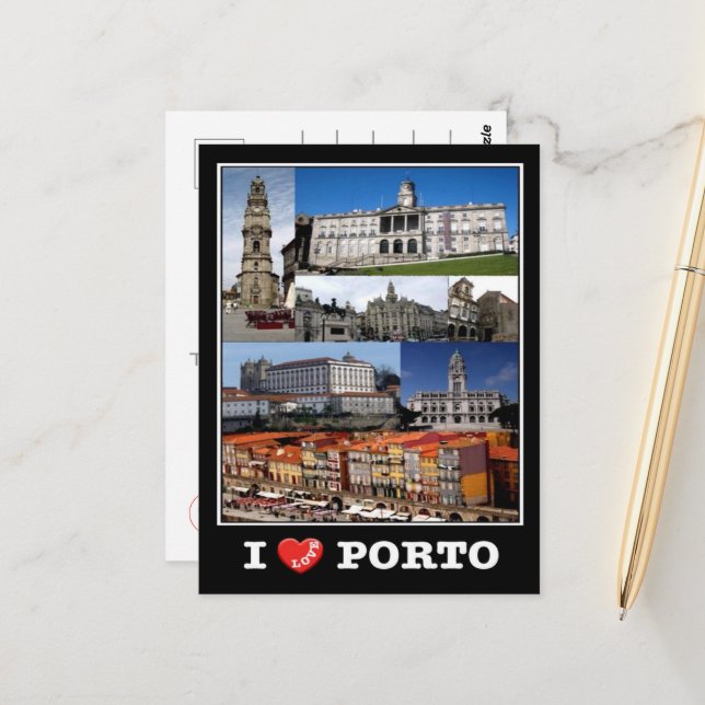 Carte Postale Porto - I Love - Portugal - (Devant/Arrière en situation)