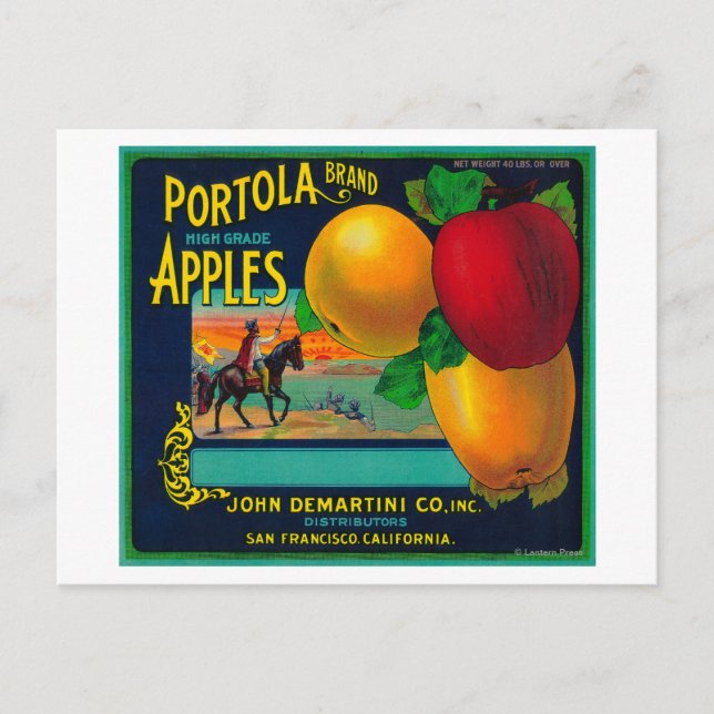 Carte Postale Portola Apple Étiquette Crate (Devant)