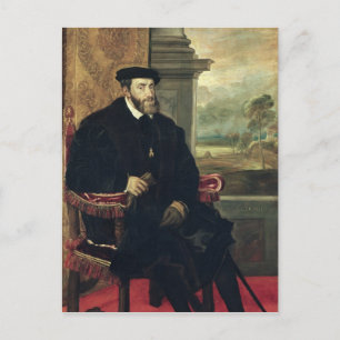Carte Postale Portrait assis de l'empereur Charles V 1548
