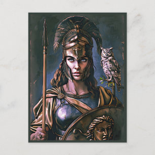Carte Postale Portrait coloré "Athéna’s Fierce Loyalty"