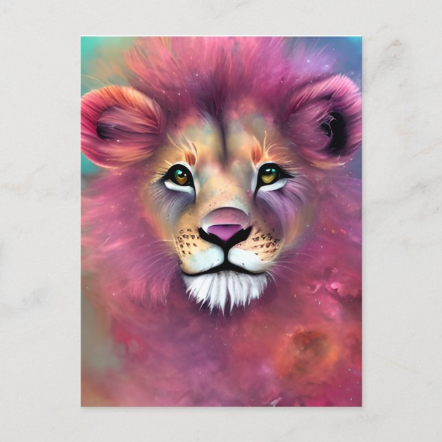 Carte Postale Portrait complet extrêmement détaillé d'un Lion Fl (Devant)