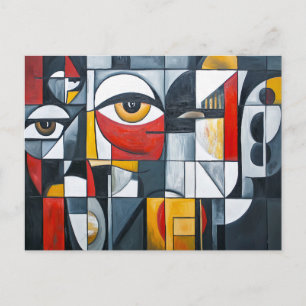 Carte Postale Portrait Cubiste Géométrique Abstrait