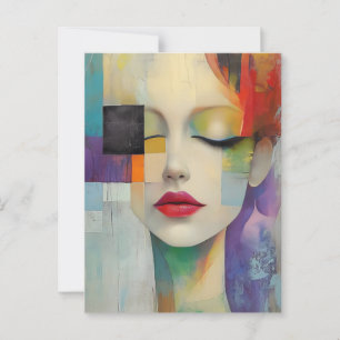 Carte Postale Portrait dans le surréalisme des blocs de couleurs