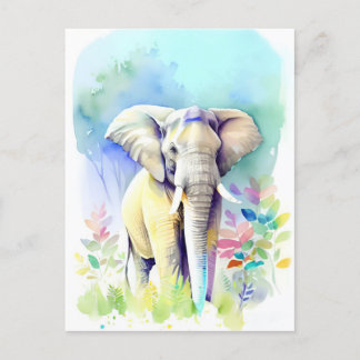 Carte Postale Portrait d'aquarelle éléphant 4