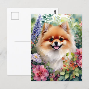 Carte Postale Portrait d'aquarelle florale de Poméranie