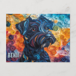 Carte Postale Portrait d'art de Quadrillage en papier Terrier ru