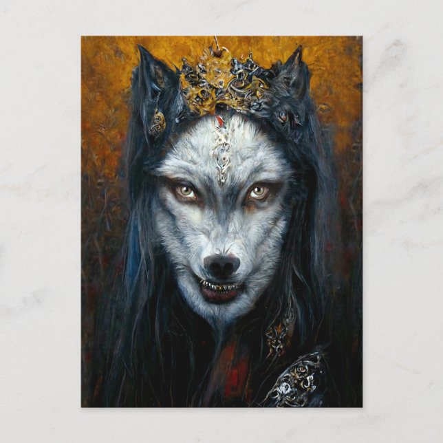 Carte Postale Portrait d'Art numérique d'un loup-garou (Devant)