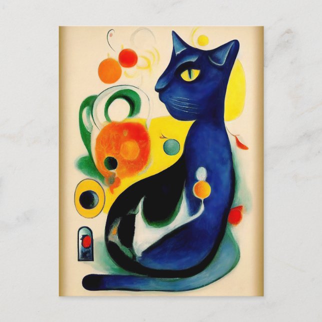 Carte Postale Portrait de chat dans le style expressionniste. Ar (Devant)