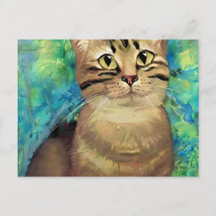 Carte Postale portrait de chat mignon style art classique joli c