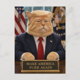 Carte Postale Portrait de chat Trump – Faire à nouveau ronronner