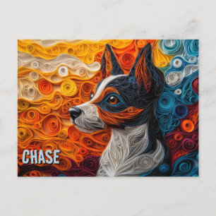 Carte Postale Portrait de chien d'art de Queue de papier Terrier