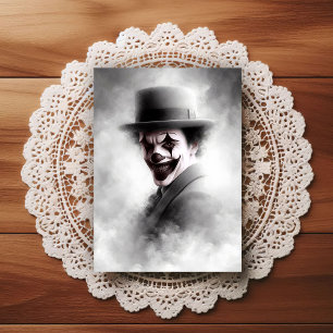 Carte Postale Portrait de clown rétro avec chapeau
