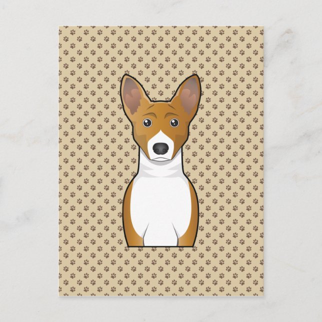 Carte Postale Portrait de dessin de Basenji (Devant)