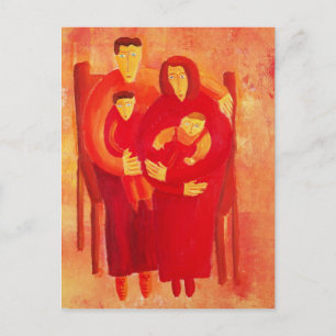 Carte Postale Portrait de famille assis peinture contemporaine