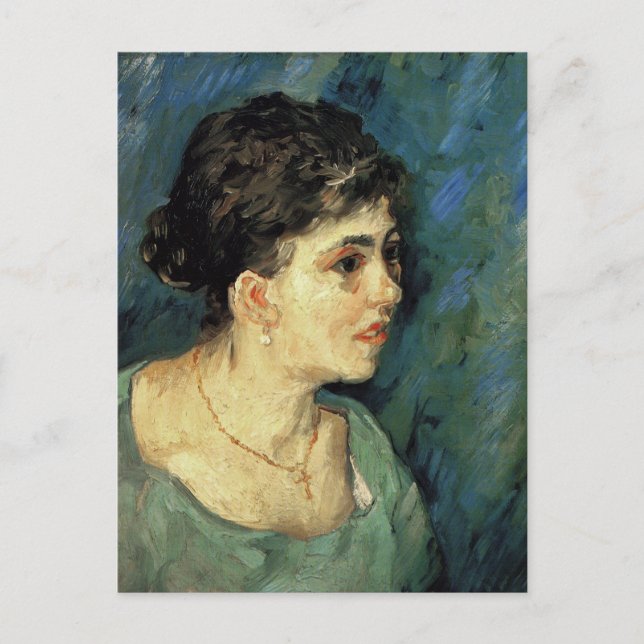 Carte Postale Portrait de femme en bleu, Van Gogh Art (Devant)