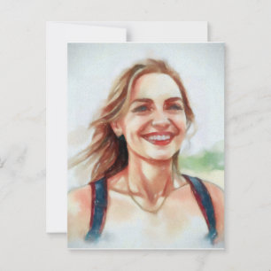 Carte Postale Portrait de femme style aquarelle