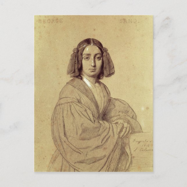 Carte Postale Portrait de George Sand 1837 (Devant)