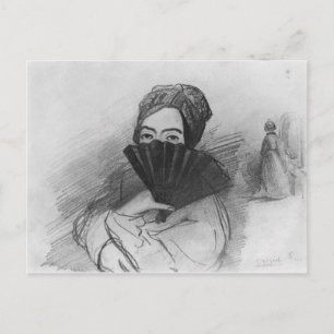 Carte Postale Portrait de George Sand derrière son ventilateur