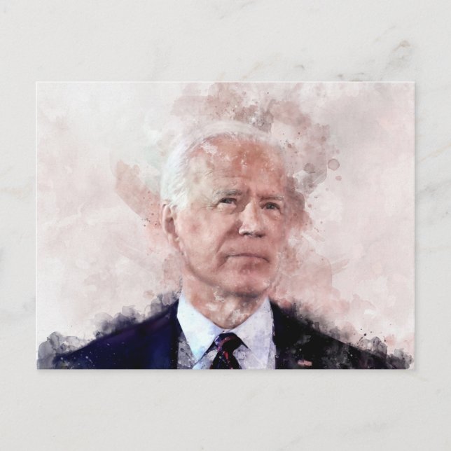 Carte Postale Portrait de Joe Biden en aquarelle (Devant)
