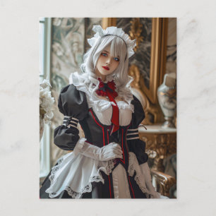 Carte Postale Portrait de la servante de Kawaii Gothique Cosplay