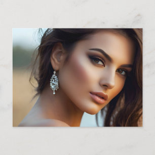 Carte Postale Portrait de mode de l'art féminin