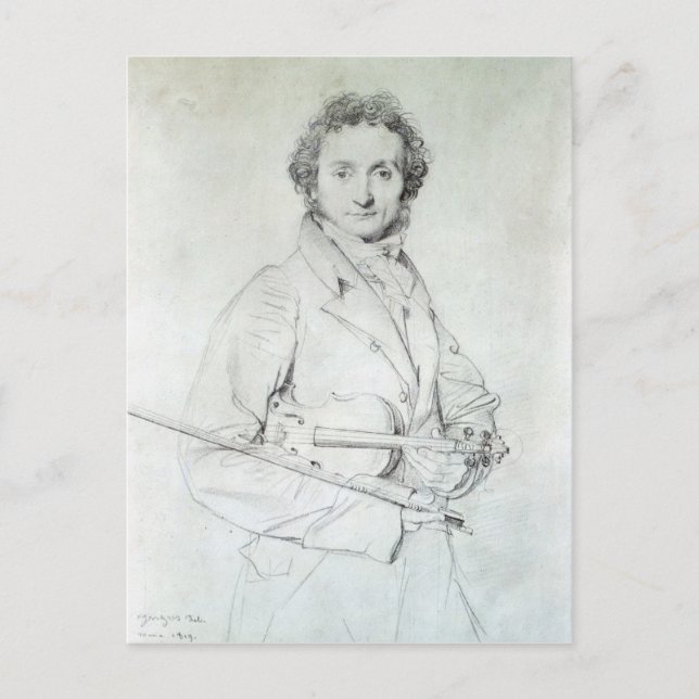 Carte Postale Portrait de Niccolo Paganini 1819 (Devant)
