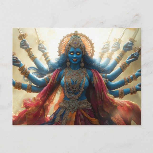 Carte Postale Portrait de peinture de la déesse hindoue Kali Art (Devant)