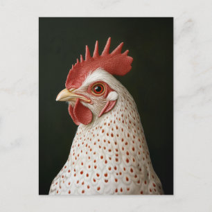 Carte Postale Portrait de poulet tacheté