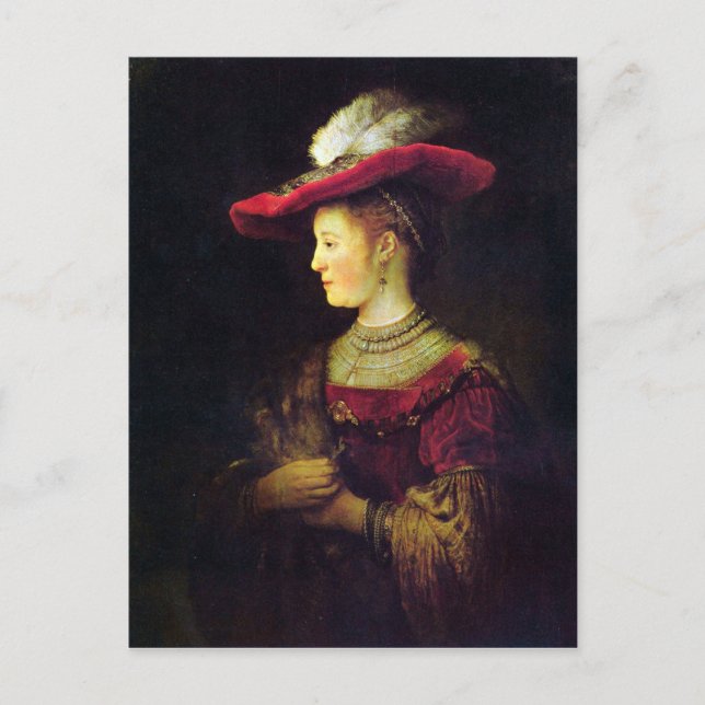 Carte Postale Portrait de Saskia par Rembrandt (Devant)