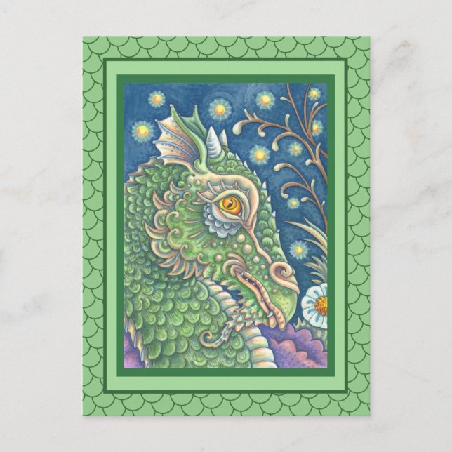 CARTE POSTALE PORTRAIT DE TÊTE DE DRAGON MÉDIÉVAL, IMAGINAIRE SI (Devant)