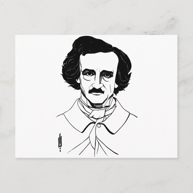 Carte Postale Portrait d'Edgar Allan Poe (Devant)