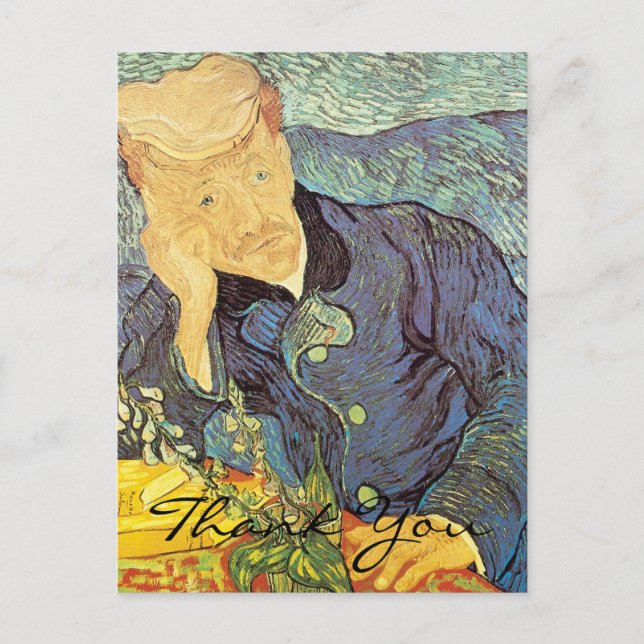 Carte Postale Portrait du docteur Gachet par Van Gogh, Merci (Devant)
