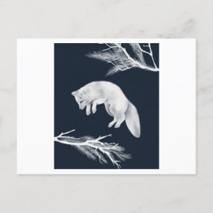 Carte Postale Portrait d'un Renard arctique avec une branche bla