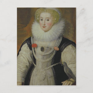 Carte Postale Portrait d'une dame élisabéthaine avec un perroque