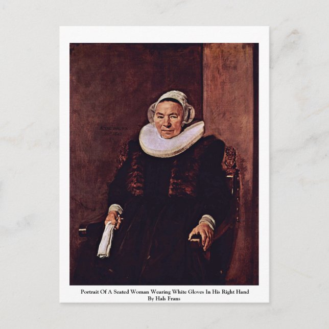 Carte Postale Portrait D'Une Femme Assis Portant Des Gants Blanc (Devant)