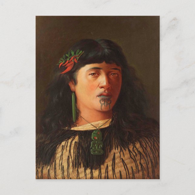 Carte Postale 'Portrait d'une jeune Maori avec Moko' (Devant)