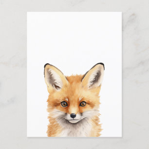 Carte Postale portrait d'une jolie aquarelle renard
