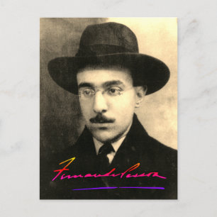 Carte Postale Portrait et signature de Fernando Pessoa