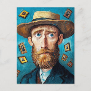 Carte Postale Portrait expressif Homme à tête brune en style Van