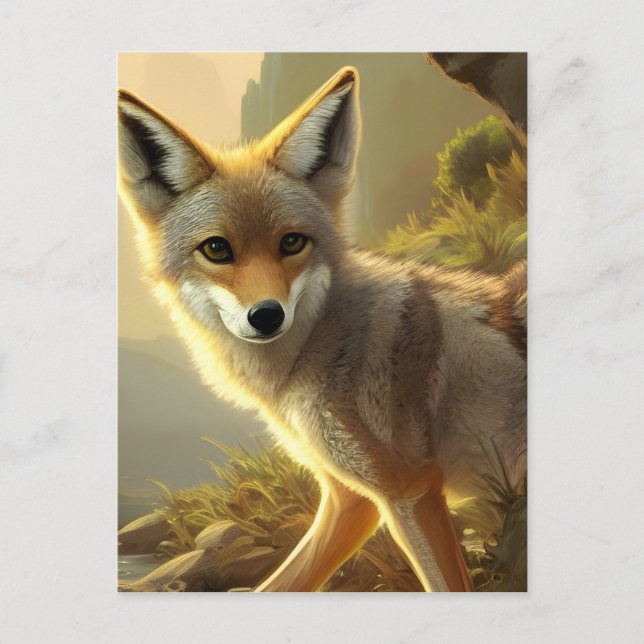 Carte Postale Portrait faunique Coyote Pup (Devant)