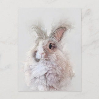 Carte Postale Portrait faunique de lapin nain Angora