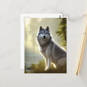 Carte Postale Portrait faunique du loup de bois